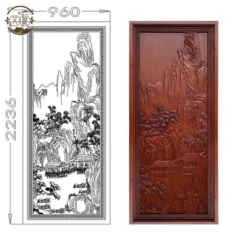 东阳木雕实木屏风隔断背景墙手工雕刻中式装修隔断屏风定制玄关画