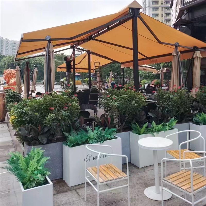双开关汽车雨篷蝴蝶蓬庭院遮阳棚两面曲臂伸缩篷商铺移动电动伸缩