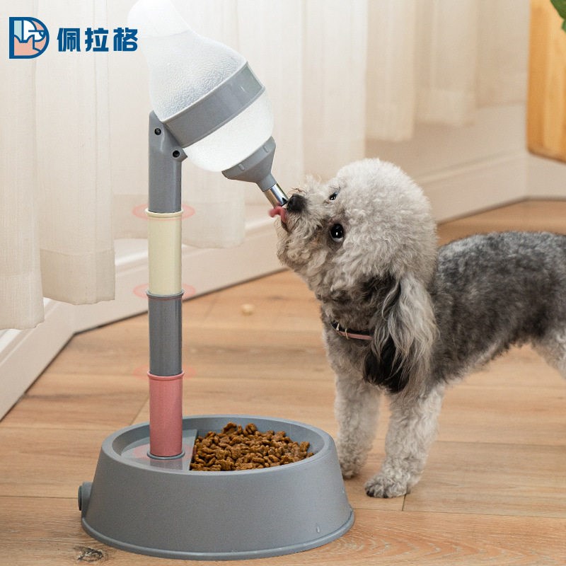 爆款宠物饮水器狗盆喂食猫碗立式狗水壶节节高舔舐滚珠喝水器