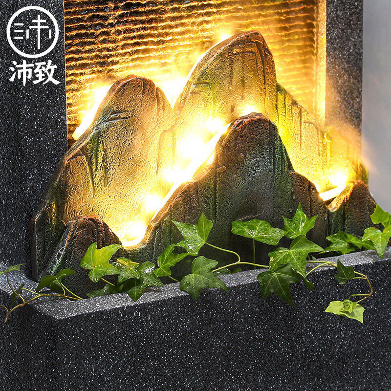 山水潋滟流水喷泉落地招财客厅摆件欧式现代创意开业水景叠水瀑布