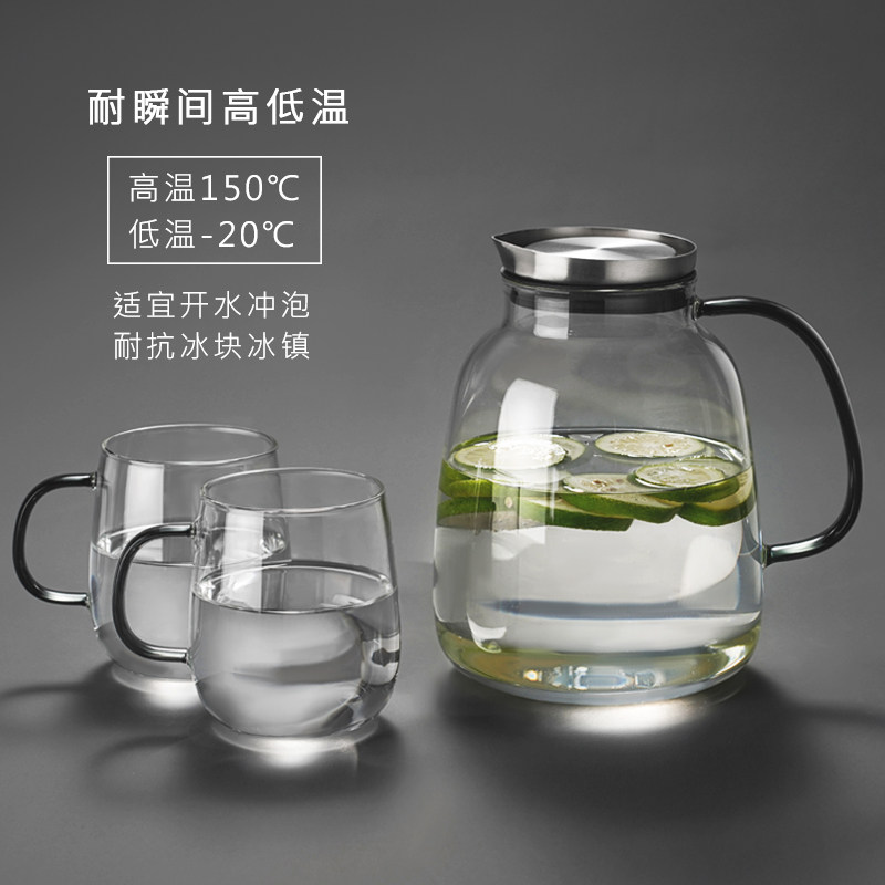 冷水壶耐高温北欧创意水杯套装耐热防爆大容量玻璃壶家用凉水壶