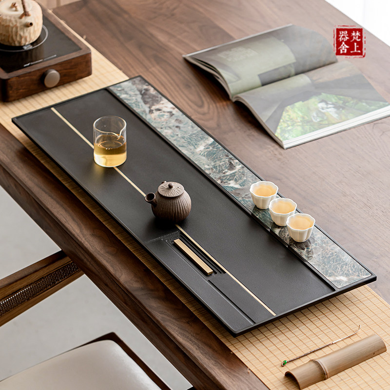 2026新款高档轻奢石茶盘天然乌金石岩板茶台简约家用办公室用茶具