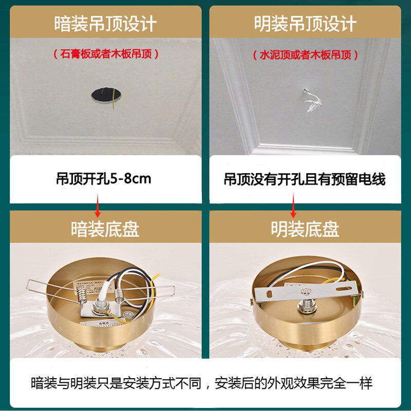 全铜过道灯嵌入式水晶灯轻奢走廊灯暗装入户玄关灯阳台led吸顶灯