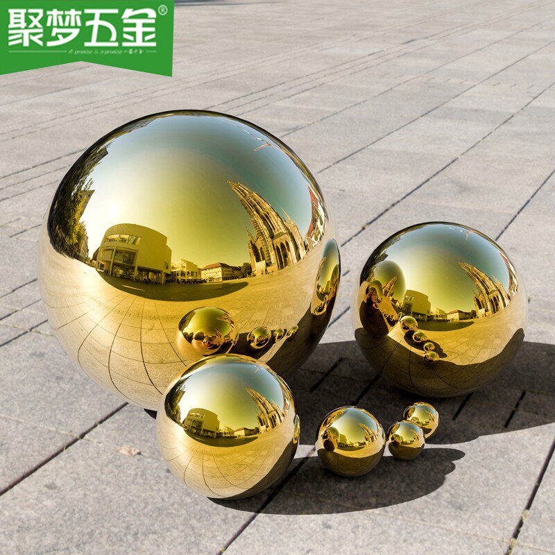 304#不锈钢大钛金球 空心装饰圆球镀钛金色亮光金属摆件精品圆球