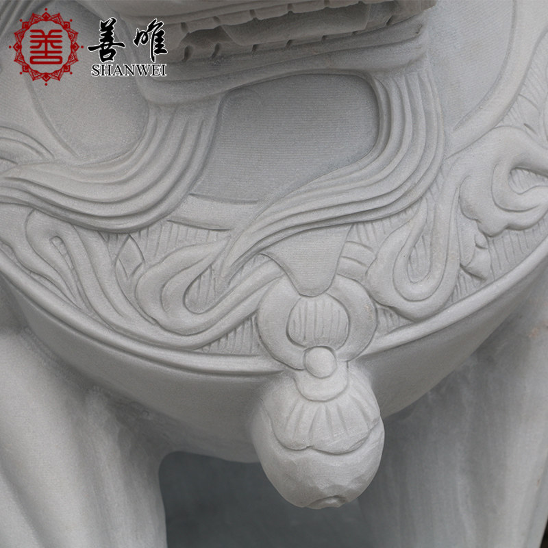 天然大理石汉白玉石狮子一对石雕墓地看门家用门口摆件定做