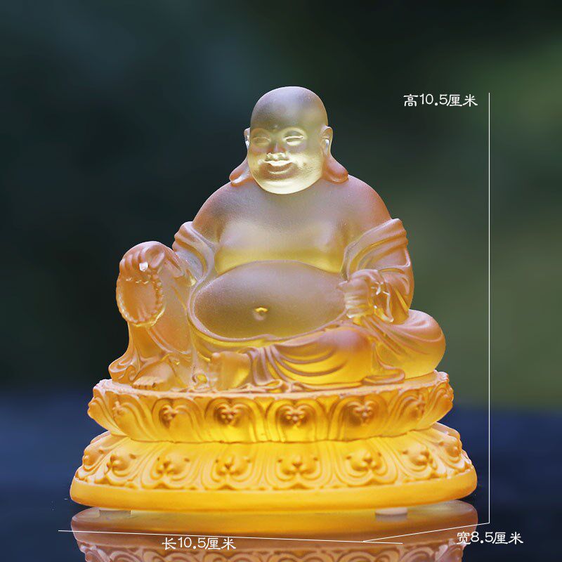 琉璃弥勒佛像布袋和尚大肚佛招财摆件居家佛堂桌面供奉礼佛笑佛