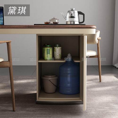 意式轻奢高级感黑胡桃木实木泡茶桌阳台家用小户型极简实木茶台