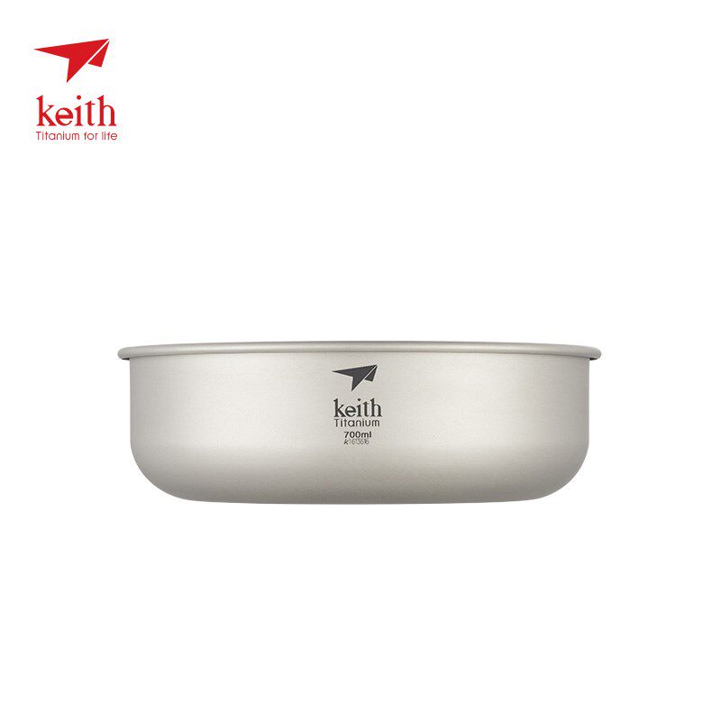 keith铠斯钛深盘菜盘纯钛碗家用盘子单层碗盛菜碟餐具套装七件套