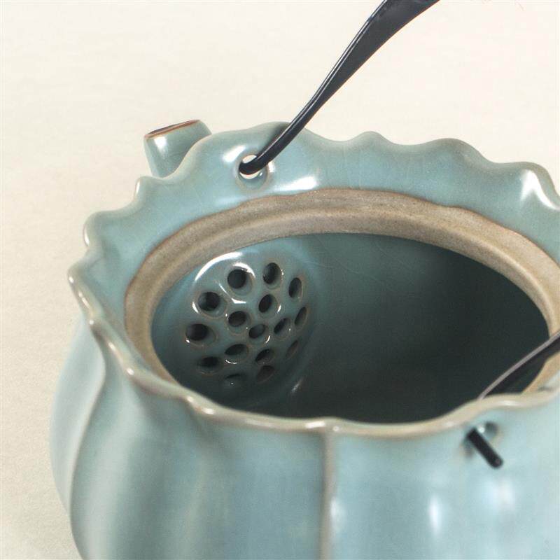 清仓便宜卖270ml秘蓝汝窑提梁壶开片可养家用泡茶壶汝瓷功夫茶具