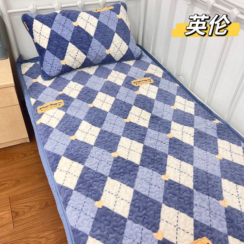 90200学生床垫单人宿舍垫子牛奶绒加厚保暖床盖三层夹棉沙发垫