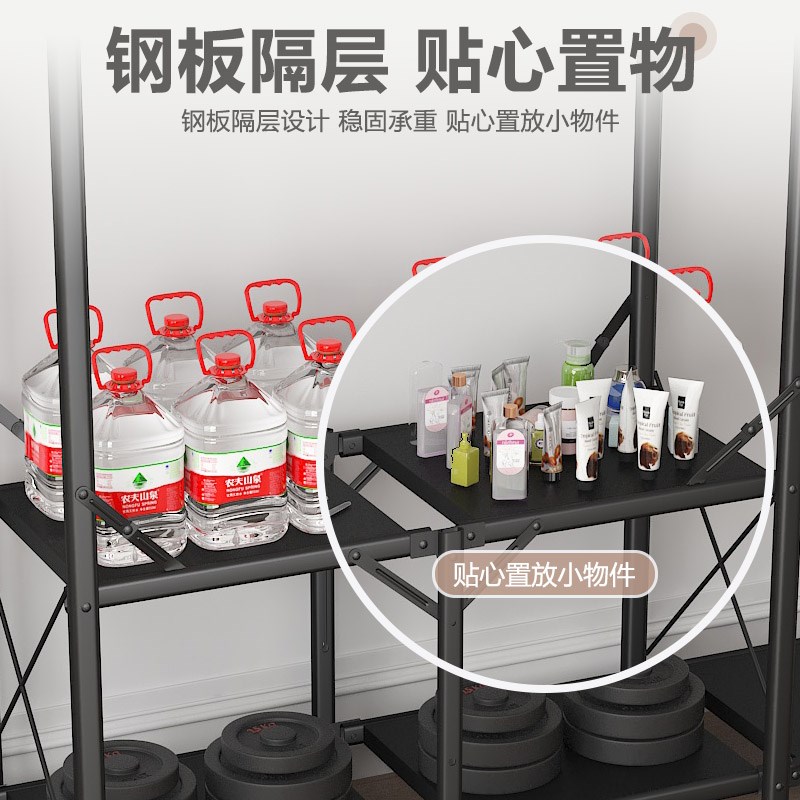 衣柜家用卧室免安装一体折叠钢板隔层出租房布衣柜加厚加粗全钢架