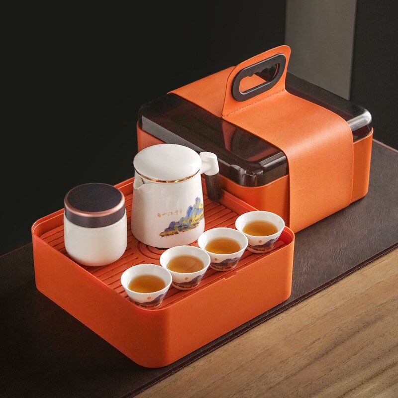 旅行功夫茶具套装便携式露营户外快客杯一壶四杯旅游泡茶杯子定制