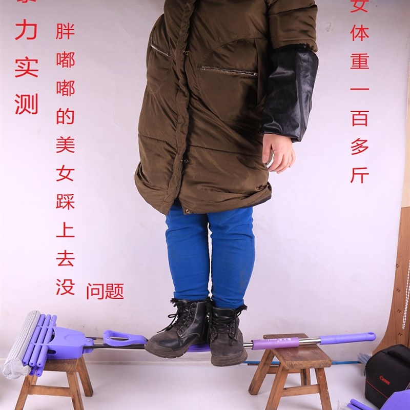 高档家用不锈钢一体杆三排滚轮吸水海绵拖把加厚胶棉挤水墩布地拖