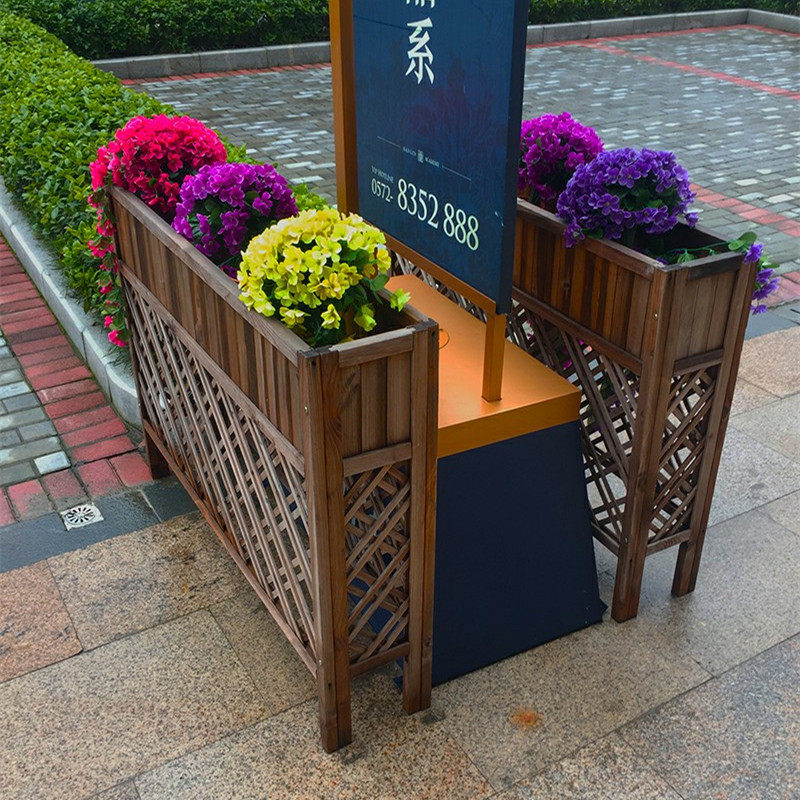户外花箱防腐木实木网格花架隔断花槽酒店大型篱笆围栏栅栏花盆架