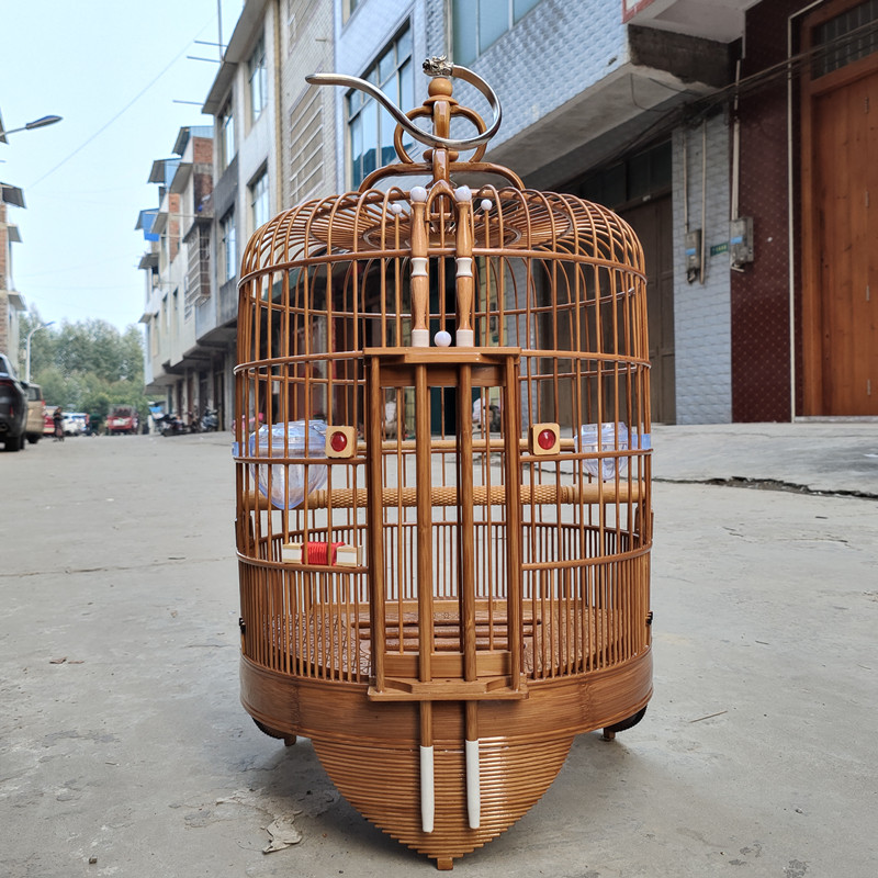 清远广式鸟笼高档手工老竹全套广西底八哥鹩哥画眉广笼精品鸟笼子