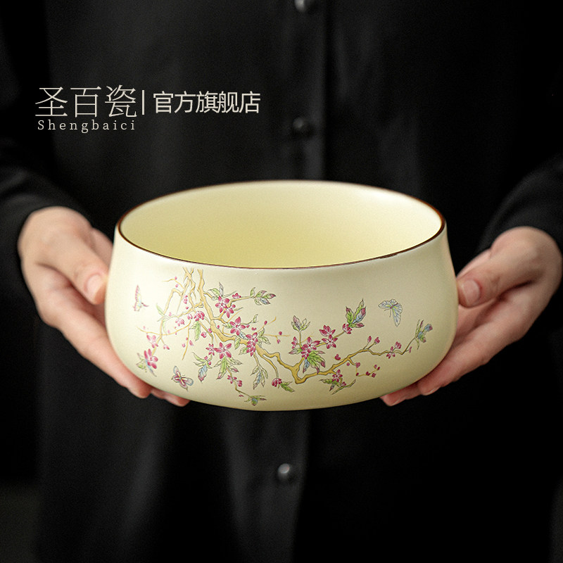 黄汝紫藤花茶洗大号复古手工家用茶渣缸笔洗水盂洗茶杯器皿水洗茶