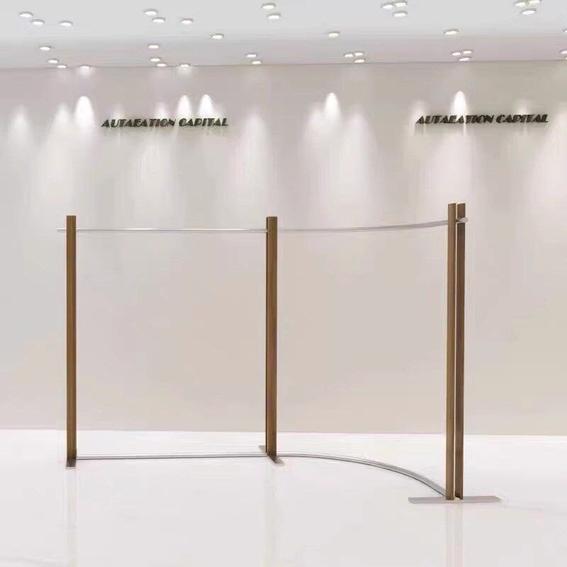 服装店展示架胡桃木中岛落地架不锈钢陈列架女装店复古挂衣货架子