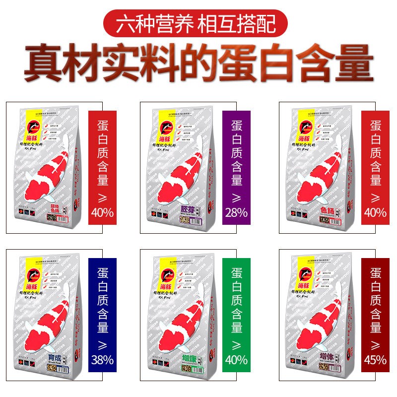 海豚锦鲤饲料鱼粮鱼食不浑水增体育成色扬锦鲤专用鱼饲料下沉鱼粮
