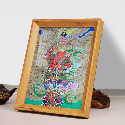 王灵官画像相框摆台挂画降魔之神火神护法王恶王天君神像桌面摆件