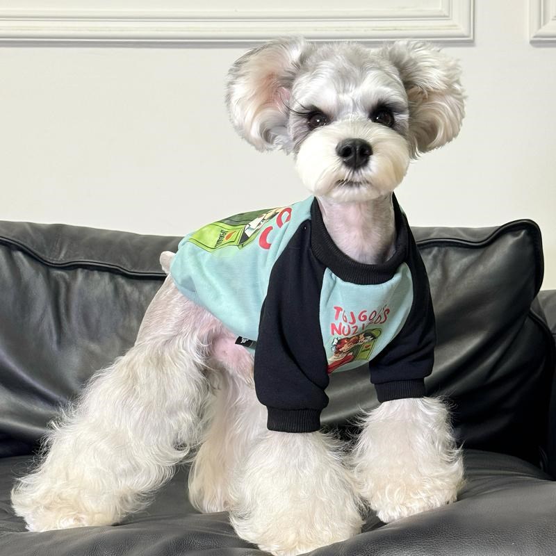 雪纳瑞泰迪小型犬秋冬拼色卫衣猫咪宠物秋冬款圆领保暖卫衣
