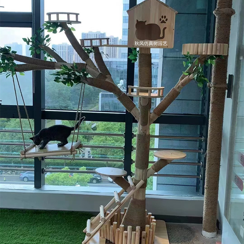 仿真枯树造型树大型鸟站架鹦鹉树许愿道具装饰树实木真树干猫爬树