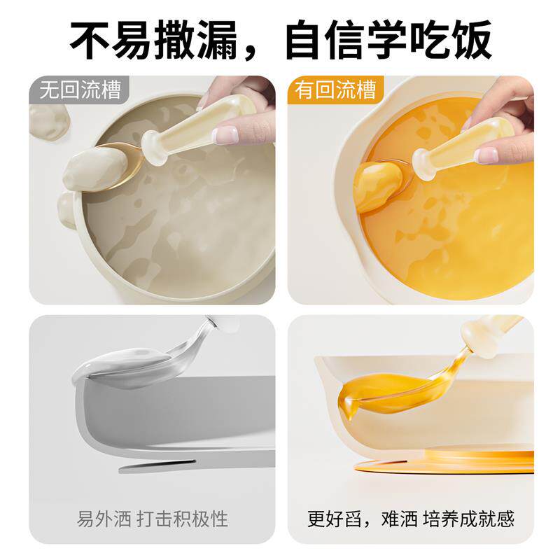 宝宝蛋花餐盘婴儿自主进食吃饭专用副食品碗婴儿吸盘式矽胶儿童餐