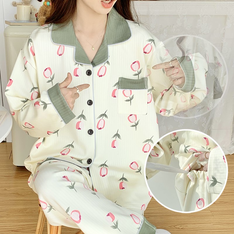 孕妇超大码300斤春夏季哺乳睡衣莫代尔开衫产妇月子服3月份4套装5