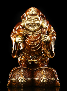 大黑天财神纯铜密宗招手三面大黑天神像铜像佛像家用客厅招财摆件