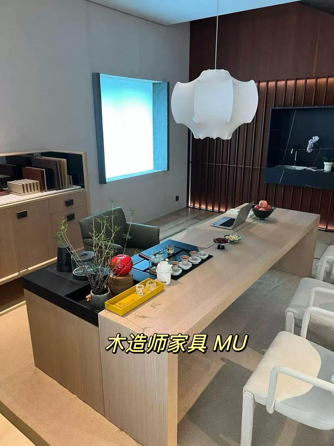 新中式实木一体式茶桌椅实木岛台餐桌办公室茶桌多功能茶室泡茶台