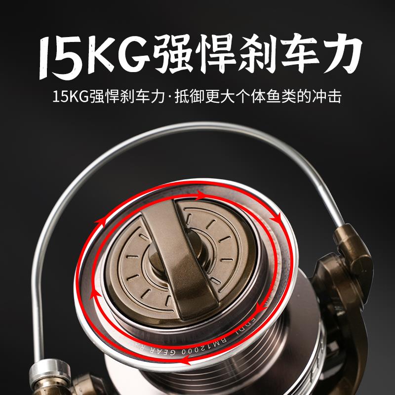 超大号全金属远投纺车轮专业锚鱼轮大斜口线杯鱼线轮9000-12000型