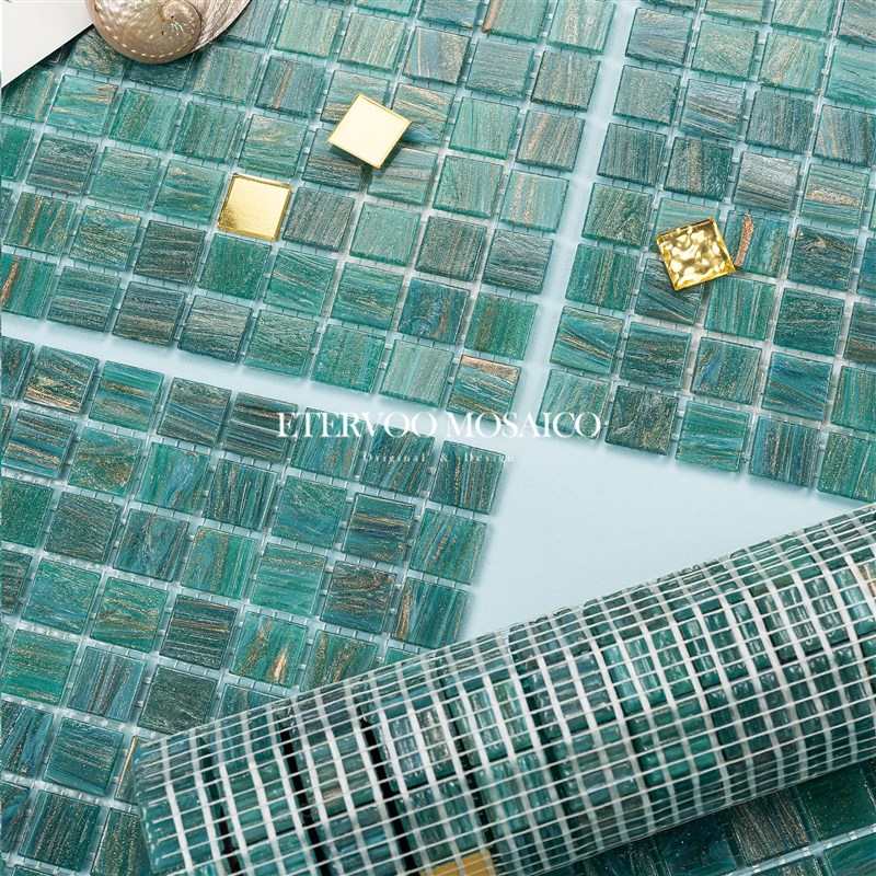 水绿色玻璃马赛克瓷砖小块卫生间厨房背景墙装饰画小颗粒地砖贴片