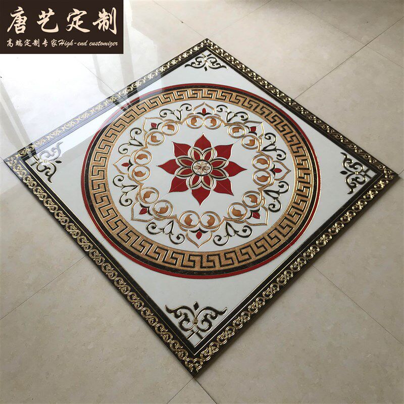 欧式拼花砖800x800饭厅地板砖入户玄关砖仿水刀拼花地砖客厅拼花