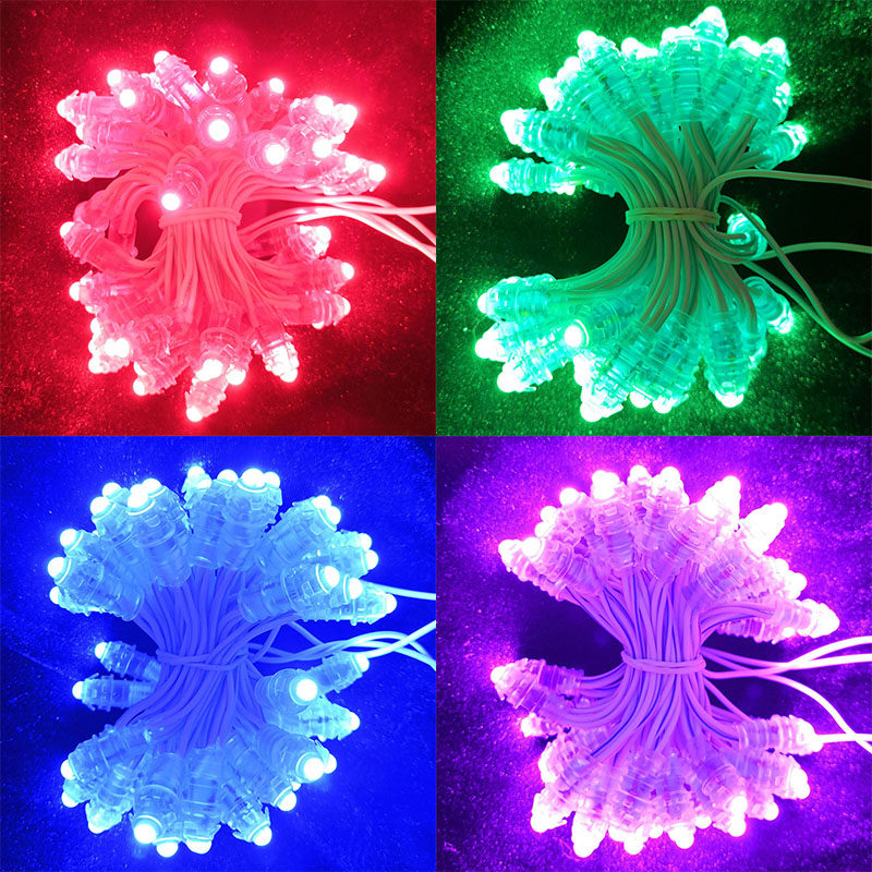 LED外露灯串穿孔红色白光招牌冲孔字12mm发光字点阵灯防水5V12V