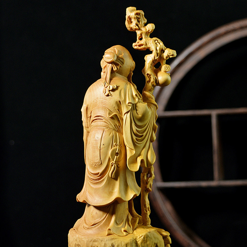 小叶黄杨木雕刻寿星人物风水供奉摆件装饰佛像实木男文玩手工艺品