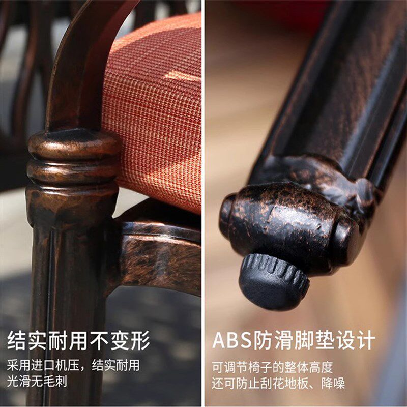 户外庭院桌椅铸铝瓷砖圆桌别墅院子大理石桌防水防晒休闲桌椅组合