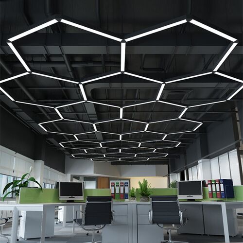 个性led长条形办公室店铺超市商场创意拼接造型长方形吊灯工程灯