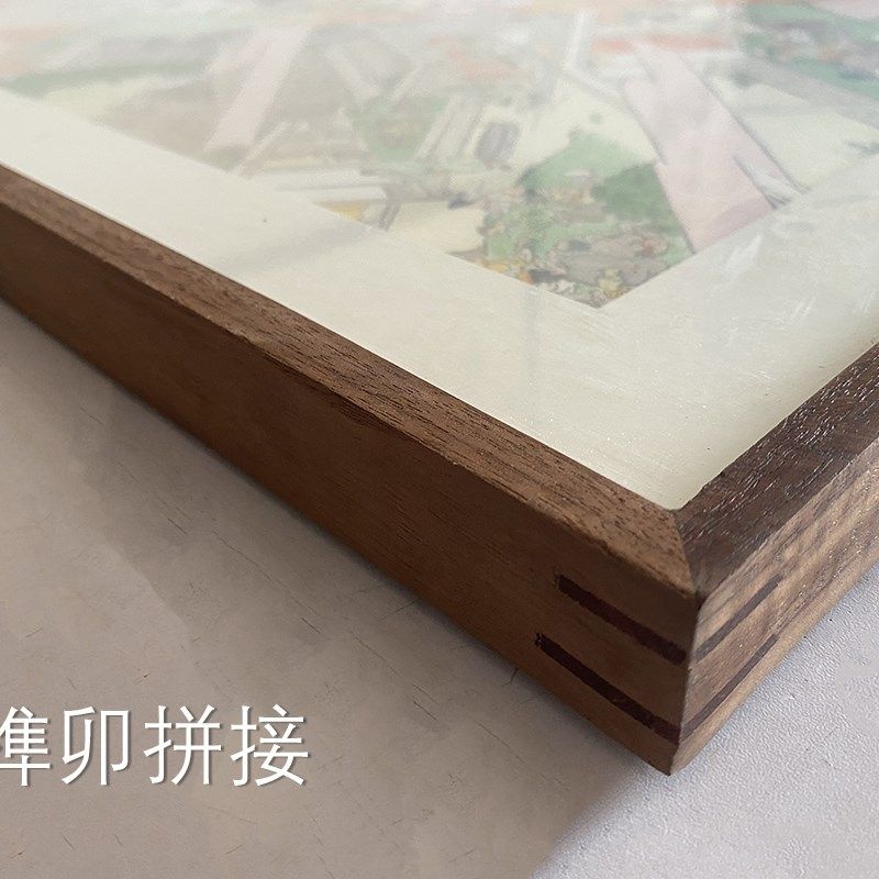 丝巾发来装裱黑胡桃画框定做实木围巾装框原木简约挂墙木质丝巾框
