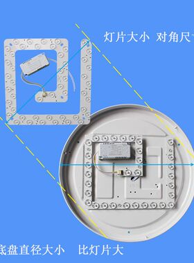 家用吸顶灯LED方形灯芯片替换改造光源三色变光灯盘圆形磁吸灯泡
