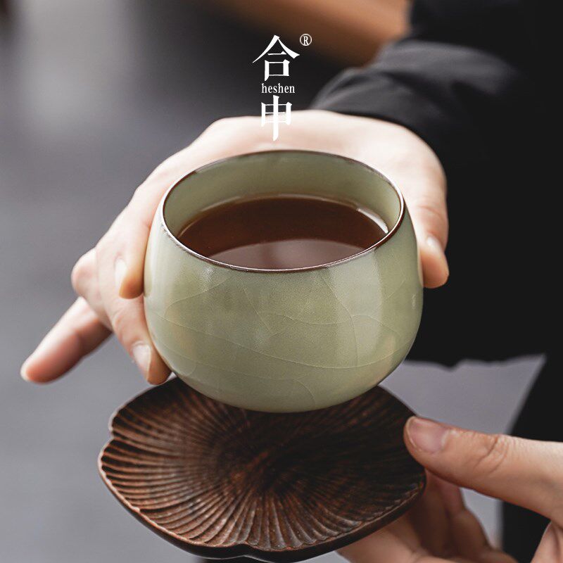 汝窑主人杯茶杯陶瓷功夫茶盏4个礼盒套装一人一色品茗杯单杯高端