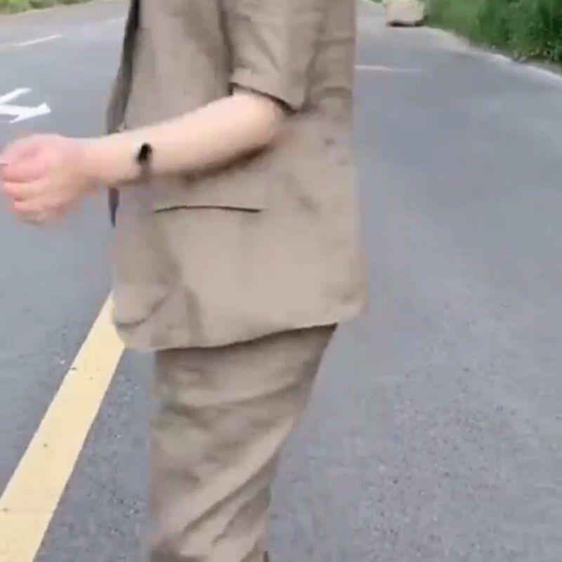 时尚套装女2021夏季新款短袖西服上衣七分裤网红气质名媛两件套潮