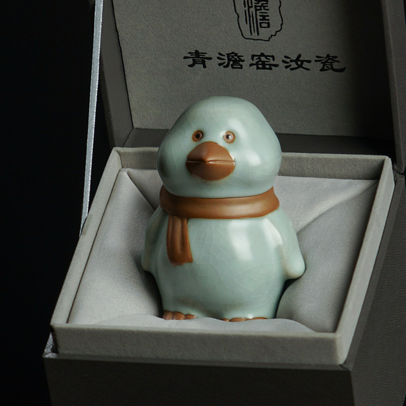 汝窑茶宠摆件开片可养茶玩茶道配件景德镇手工汝瓷冰裂陶瓷原矿釉