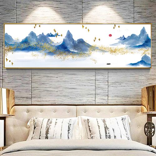 4645客厅装饰画横版大幅 新中式山水画沙发背景墙玄关挂画 床头画