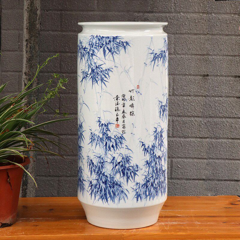 景德镇陶瓷花瓶青花瓷书画筒画轴缸电视柜居家摆件涂玉平大师手绘