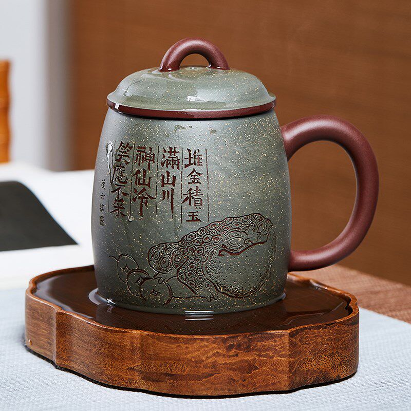 宜兴紫砂杯喝茶杯子手工粉浆泡茶杯男女士个人专用办公室盖杯茶具