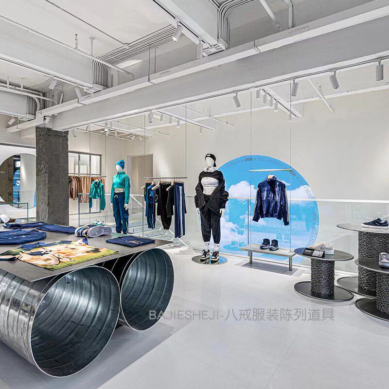 服装店流水台不锈钢落地式中岛摆台橱窗陈列架买手店设计款展示台