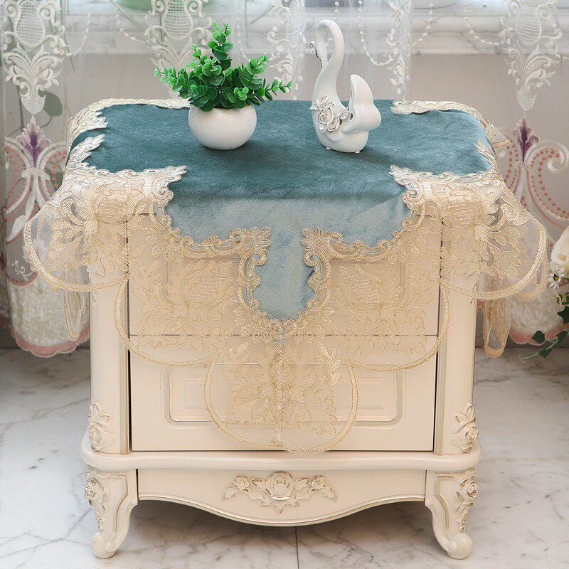 桌布布艺蕾丝卧室床头柜盖布角几台布冰箱洗衣机空调防尘罩万能盖