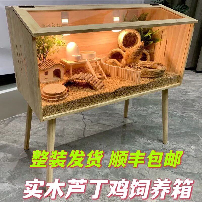 芦丁鸡饲养箱专用笼原木亚克力别墅仓鼠鹌鹑育雏箱保温箱笼子玻璃