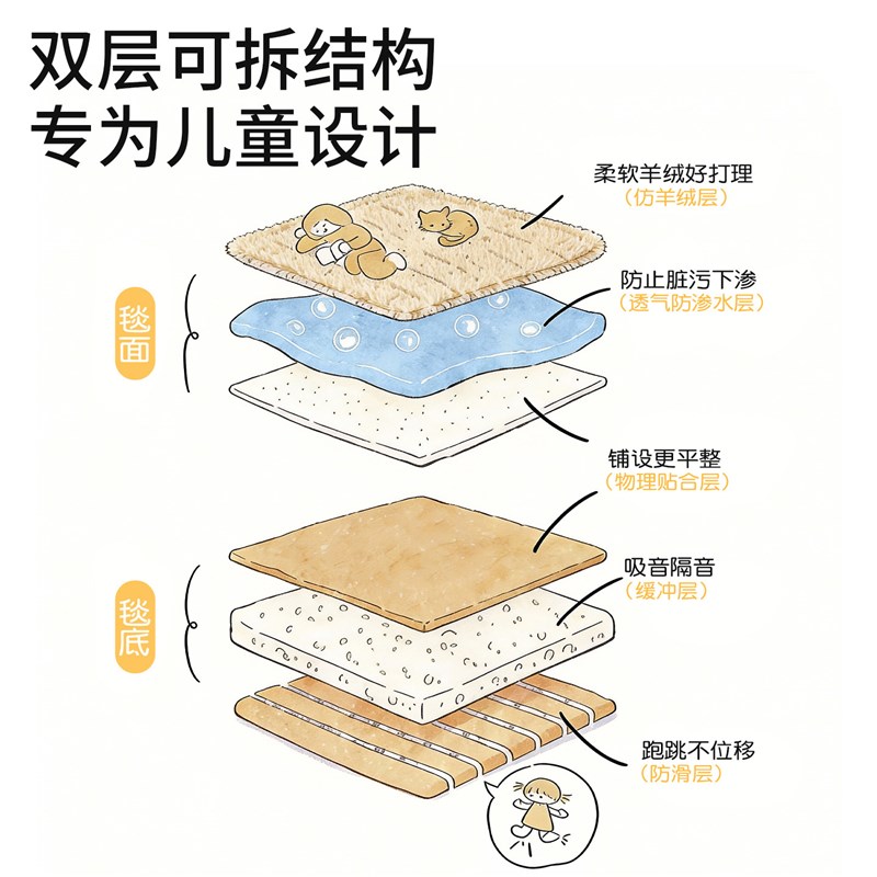 可拆洗圆形地毯客厅爬爬垫婴儿加厚防摔儿童爬行垫卧室床边地垫