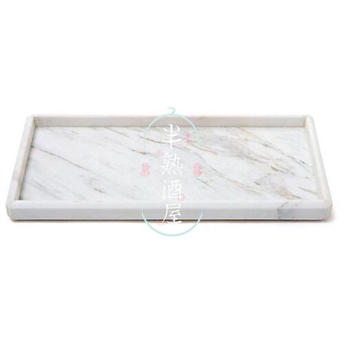 轻奢托盘天然大理石圆形点心盘餐厅捣蒜器石臼子研磨家用摆盘装饰