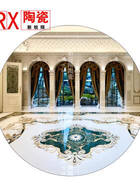 新品客厅法式瓷砖拼花饭厅巴洛克石材拼图别墅大厅欧式地板花式砖